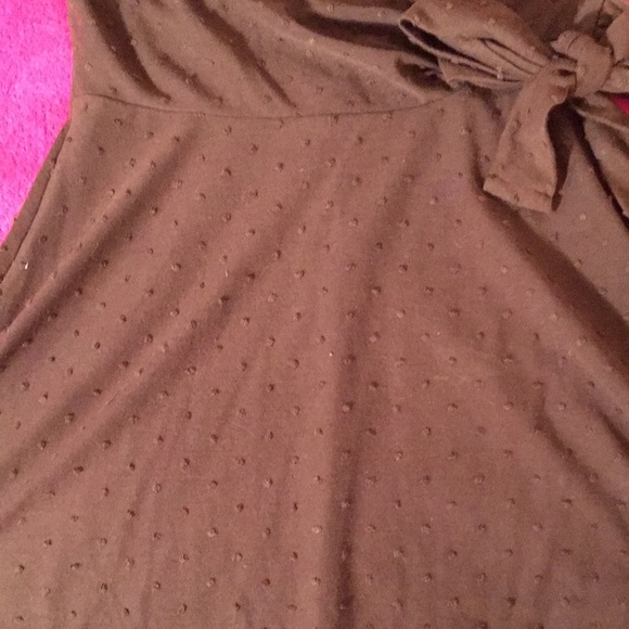 Elegant Brown Wrap Mini Dress - Picture 3 of 10